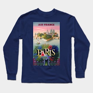 Paris France Travel Poster (1960s) Long Sleeve T-Shirt